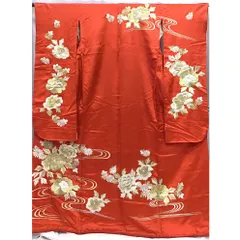 着物・引き振袖・刺繍・花・赤系地・No.200701-1677・梱包サイズ80