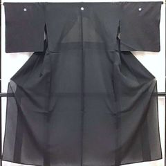 小紋 夏大島 ほのか縞 毛萬筋 枡屋儀兵衛 藍鼠系色 透け感 裄70cm
