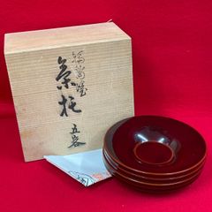 美品】京漆匠 象彦 朱塗 糸目金彩 銘々盆 5客 共箱・栞付【即購入OK