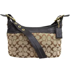 【本物保証】 コーチ COACH シグネチャー 斜め掛け ショルダーバッグ F11444 キャンバス レザー ベージュ ブラック