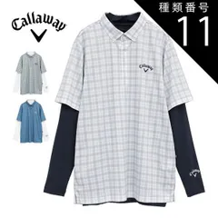 種類11：ネイビー(1120)/M キャロウェイ チェックプリント 半袖ポロシャツ + ハイネック 長袖インナーシャツ セット ゴルフウェア メンズ 2025年秋冬モデル M-3L C25234109