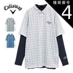 種類4：グレー(1020)/3L キャロウェイ チェックプリント 半袖ポロシャツ + ハイネック 長袖インナーシャツ セット ゴルフウェア メンズ 2025年秋冬モデル M-3L C25234109