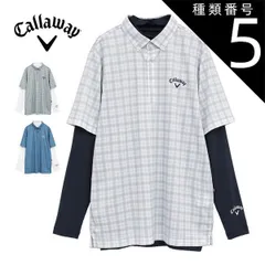 種類5：ネイビー(1120)/3L キャロウェイ チェックプリント 半袖ポロシャツ + ハイネック 長袖インナーシャツ セット ゴルフウェア メンズ 2025年秋冬モデル M-3L C25234109