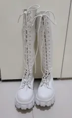 レースアップ ロング ブーツ 白