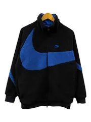 NIKE (ナイキ) SWOOSH FULL ZIP JACKET スウッシュ フルジップ ボアフリースジャケット リバーシブル BQ6546-009 L ブラック×ブルー メンズ/078