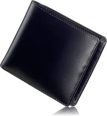 LEAGOO 財布 メンズ 2つ折り 妖美なイタリアンレザーの財布 本革 二つ折り 薄型 コンパクト 大容量 カード入れ ギフトBOX入り (ネイビー)