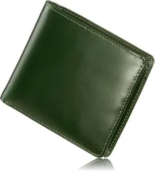 LEAGOO 財布 メンズ 2つ折り 妖美なイタリアンレザーの財布 本革 二つ折り 薄型 コンパクト 大容量 カード入れ ギフトBOX入り (グリーン)