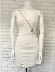 899 ROBE de　FLEURS Glossy ローブドフルール　グロッシー　キャバクラ　ドレス　キャバドレス　総レース　ワンショルダー　ミニ　タイト　刺繍　ジップ　S