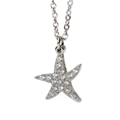 レディース ステンレス ネックレス ジルコン ヒトデ スターフィッシュ シルバー ピンクゴールド カラー【SALE セール アクセサリー アクセ】