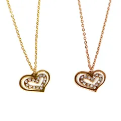 レディース ステンレス ネックレス レイヤード ハート シルバー ゴールド ピンクゴールド カラー【SALE セール アクセサリー アクセ】