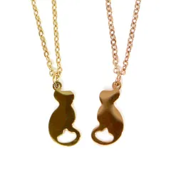 レディース ステンレス ネックレス プチシルエット キャット ゴールド ピンクゴールド カラー【SALE セール アクセサリー アクセ】
