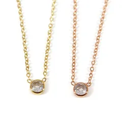 レディース ステンレス ネックレス 1ポイント ジルコニア ゴールド ピンクゴールド カラー【SALE セール アクセサリー アクセ】