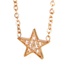 レディース ステンレス ネックレス スター 星 ジルコニア ゴールド ピンクゴールド カラー【SALE セール アクセサリー アクセ】