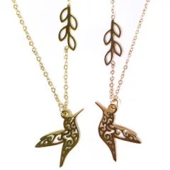 レディース ステンレス ネックレス 鳥 バード リーフ 透かし ゴールド ピンクゴールド カラー【SALE セール アクセサリー アクセ】