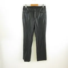 ヒロミヨシダ HIROMI YOSHIDA フェイクレザーパンツ ロング ストレート 黒 40 *T232