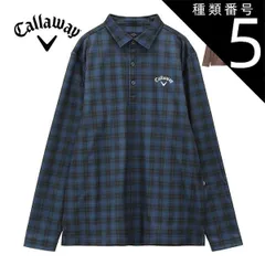 種類5：グレー(1020)/3L キャロウェイ タータンチェック柄プリント 裏起毛 長袖 ポロシャツ ゴルフウェア メンズ M-3L C24233114 