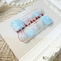 【現品】ネイルチップ　フット　水色　雪の結晶