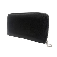 3510 BVLGARI ブルガリ ラウンドファスナー 36710 長財布 レザー ブラック 中古 黒 シルバー金具 ウォレット