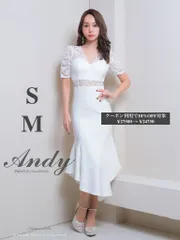 ホワイト [AN-ON2811] 【Andy/アンディ】ストレッチ/ フラワーレース/ 切り替え/ ウエスト透け/ 半袖/ 袖あり/ タイト/ マーメイド/ フレア/ ミディドレス/ ミディアムドレス/ ワンピース/ キャバドレス/ パーティードレス