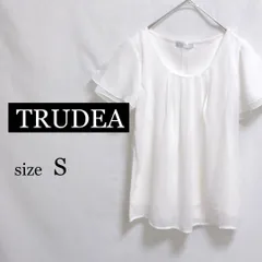 S【 TRUDEA / トルデア 】 白 ブラウス チュール フリル シアー透け感 綿 ホワイト 上品 オフィスカジュアル 通勤服 半袖 タック T025_2404/025のサムネイル