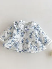 ジャケット　ホワイト　花柄　女の子　フリルカラー　フローラルジャケット