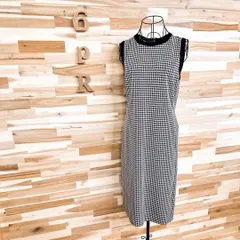 【ローレンラルフローレン】千鳥柄 ノースリーブ ロング ワンピース M 黒×白