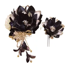 X11202 髪飾り 成人式 結婚式 ゴールド ブラック ホワイト ヘアアクセサリー かんざし 菊 ヘアピン