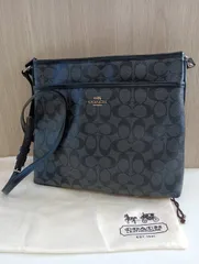 【中古品】 COACHコーチ シグネチャー ショルダーバッグ F58297 グレー×黒ブラック 肩掛け バッグかばん 難あり 訳あり 現状品