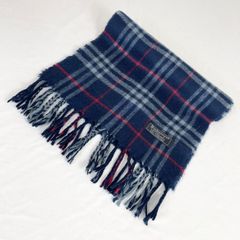 Burberry カシミヤ100% マフラー ネイビーチェック - メルカリ