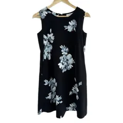 Mystrada(マイストラーダ) ワンピース サイズ38 M レディース - 黒×ライトブルー×マルチ クルーネック/ノースリーブ/ひざ丈/花柄