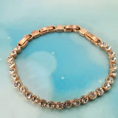 テニス ブレスレット レディース　クリスタル　ラインストーン ゴールド