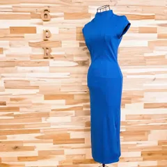 未使用タグ付き【ザラ】ノースリーブ ロング ワンピース ストレッチ S 青ブルー