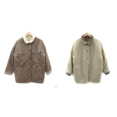 シンプリシテェ SIMPLICITE ボアジャケット ミドル丈 リバーシブル コーデュロイ F 茶 ブラウン アイボリー /SM28