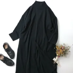 08Mab ゼロハチマブ ハイネックスリットニット2WAYワンピース ウール アルパカ混 日本製 Free 黒 ブラック (115Y+8847)25F