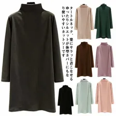 レディース タートルネック チュニック 裏起毛 ワンピース トップス 長袖 ロンT ハイネック カットソー 秋冬 微起毛 ロング丈 Tシャツ あったかインナー インナーシャツ 防寒 あったか 暖かい #jyonn781