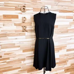 【ザラ】ノースリーブ ドレス ワンピース ビジネス パーティー L 黒×ゴールド