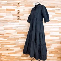 希少【ザラ】ボリューム ティアード ロング ワンピース フェミニン XS 黒