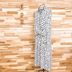 【ザラ】花柄 ティアード ロング シャツ ワンピース 長袖 モノクロ M 白×黒