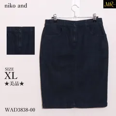 ★美品★ niko and ニコ アンド スカート膝丈　タイト　シンプル　スリット　ポケット　ファスナー　大きいサイズ　綿混 　ブラック　 【WAD3838-00】 送料無料　古着　レディース