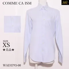 ★美品★ COMME CA ISM コムサイズム トップスシャツ　長袖　ボタン付き　ストライプ柄　シンプル　綿混 　ブルー　 【WAD3793-00】 送料無料　古着　レディース