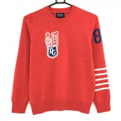 【美品】パーリーゲイツ セーター レッド×白 袖ライン カシミヤ100％ ニット レディース 1(M) ゴルフウェア PEARLY GATES