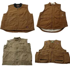 古着卸 まとめ売り ブランドMIX ダック地 ベスト ジャケット 4枚セット (メンズ XL /2XL /3XL ) ディッキーズ カベラス 中古 古着 NC6653