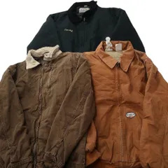 古着卸 まとめ売り デトロイト型 ダック地 ジャケット 3枚セット (メンズ S /M ) ワーク 襟コーデュロイ ワンポイント 中古 古着 NC6651
