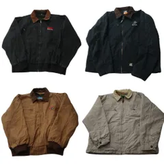 古着卸 まとめ売り デトロイト型 ダック地 ジャケット 4枚セット (メンズ XL ) 企業 襟コーデュロイ ワーク 中古 古着 NC6646
