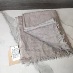 ⑫【新品・未使用・タグ付き】タスマニア メリノウール LIFE INDEX ストール ベージュ グレージュ 婦人 フリンジ 服飾小物 マフラー 柔らか グラデーション ショール 秋冬 中尾彬