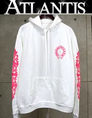 CHROME HEARTS 銀座店 クロムハーツ 新品 インボイス付き ホースシュー プリント フーディ パーカー 裏起毛 size:L 白/ピンク 101101