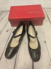 訳あり　REGAL　レザー　ストラップパンプス　ヒール　25cm　ブラウン