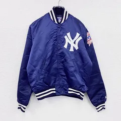 【3点以上まとめ買いで20%OFF】古着 used　80s～　STARTER　ニューヨークヤンキース　スタジャン/スタジアムジャケット　ヴィンテージ　紺　ネイビー　Mサイズ