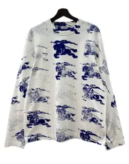バーバリー Burberry 24SS GRAPHICS SCREEN PRINT L/S T-SHIRT スクリーン プリント 長袖 Tシャツ ロンT 白 青 ロンT プリント ホワイト Mサイズ 104MT-2213