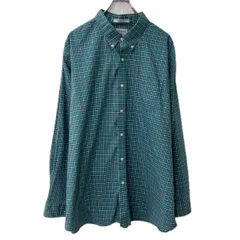 L.L.Bean 長袖 チェックシャツ 2XL グリーン エルエルビーン ボタンダウン 胸ポケット コットン 長袖シャツ トップス 春物 a711-5903